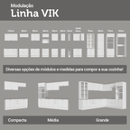 Kit com 2 Balcões de Cozinha 3 Gavetas 4 Portas (Sem Tampo e Pia) Branco Vik Madesa 01