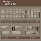 Kit com 2 Balcões de Cozinha 3 Gavetas 4 Portas (Sem Tampo e Pia) Rustic/Crema Vik Madesa 01