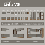 Armário de Cozinha Completa 270 cm Rustic/Cinza Vik Madesa 07