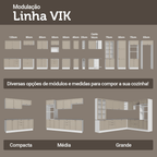 Armário de Cozinha Completa 270 cm Branco/Crema Vik Madesa 07