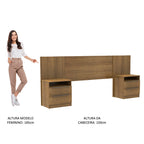 Quarto Completo com Guarda-Roupa Luke 2 Portas de Espelho e Cabeceira com 2 Mesas de Cabeceira Madesa Rustic