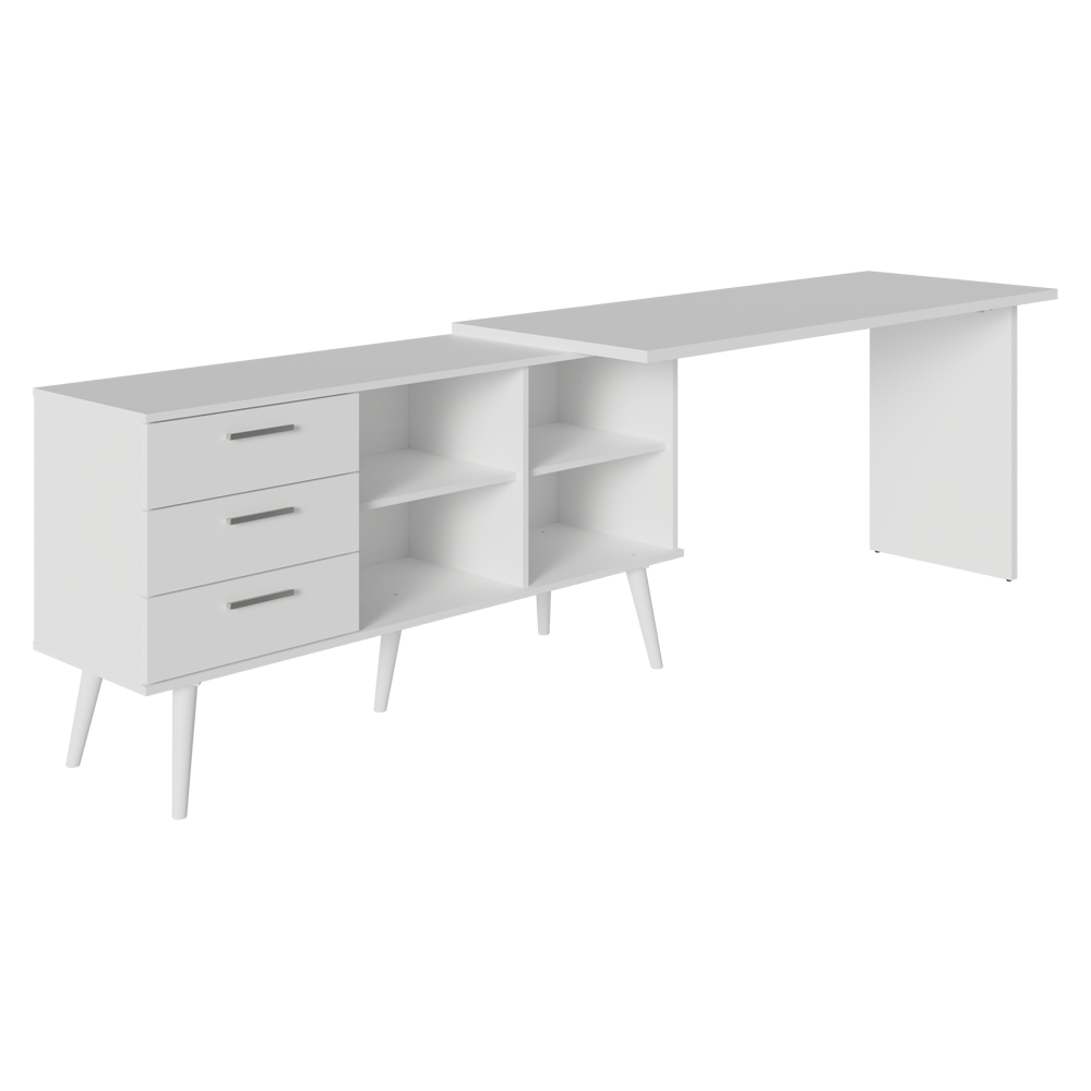 Escrivaninha Em L Mesa Para Computador Gamer 3 Gavetas Branco Lisboa Madesa
