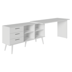 Escrivaninha Em L Mesa Para Computador Gamer 3 Gavetas Branco Lisboa Madesa