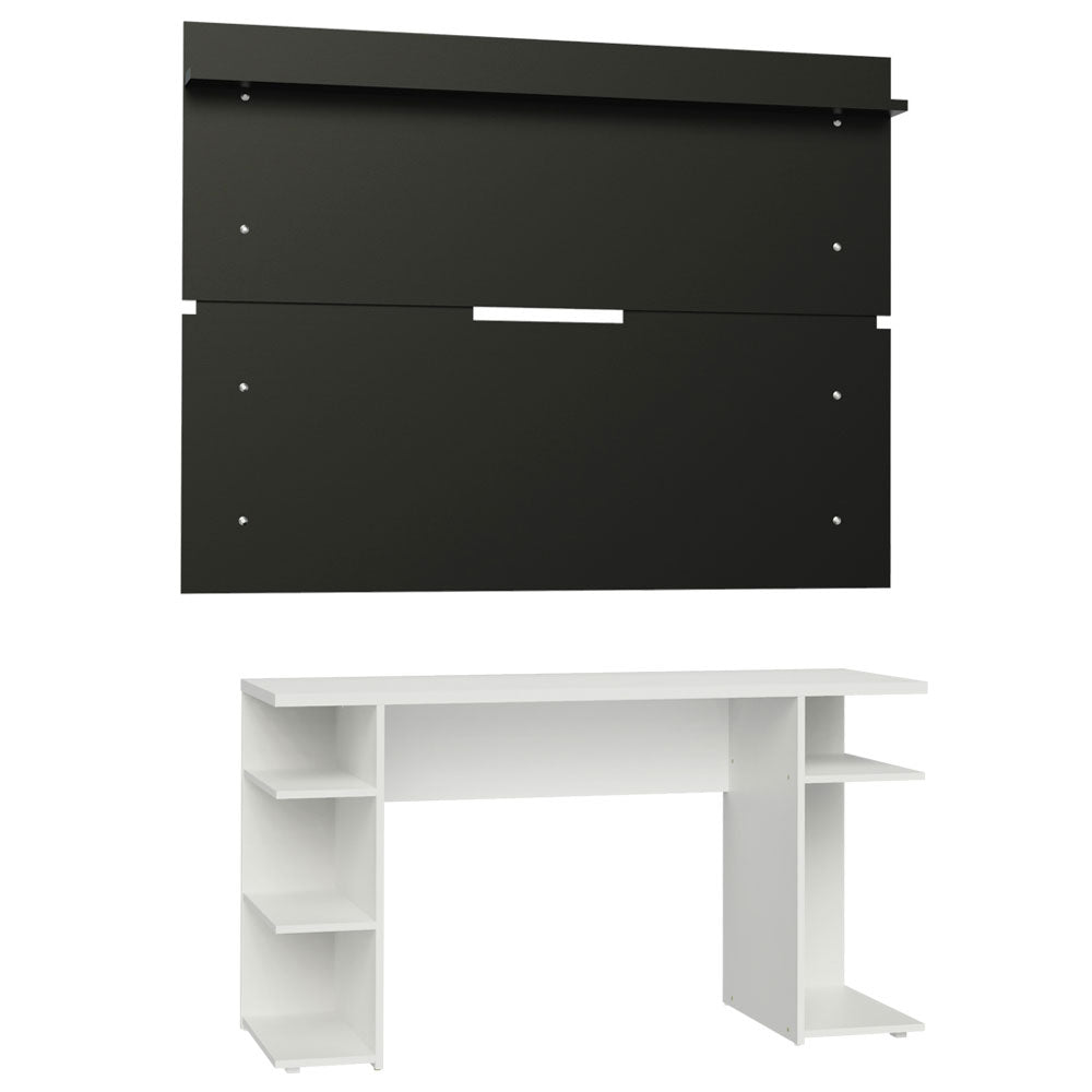 Mesa para Computador Gamer Madesa 9409 e Painel para TV até 65 Polegadas Branco/Preto