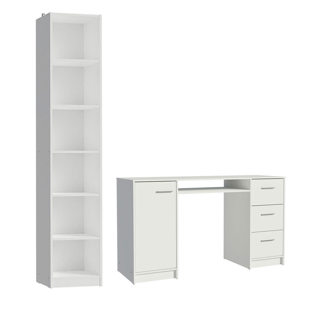 Escrivaninha Madesa Alaska + Estante Livreiro 6906 Branco