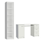 Escrivaninha Madesa Alaska + Estante Livreiro 6906 Branco