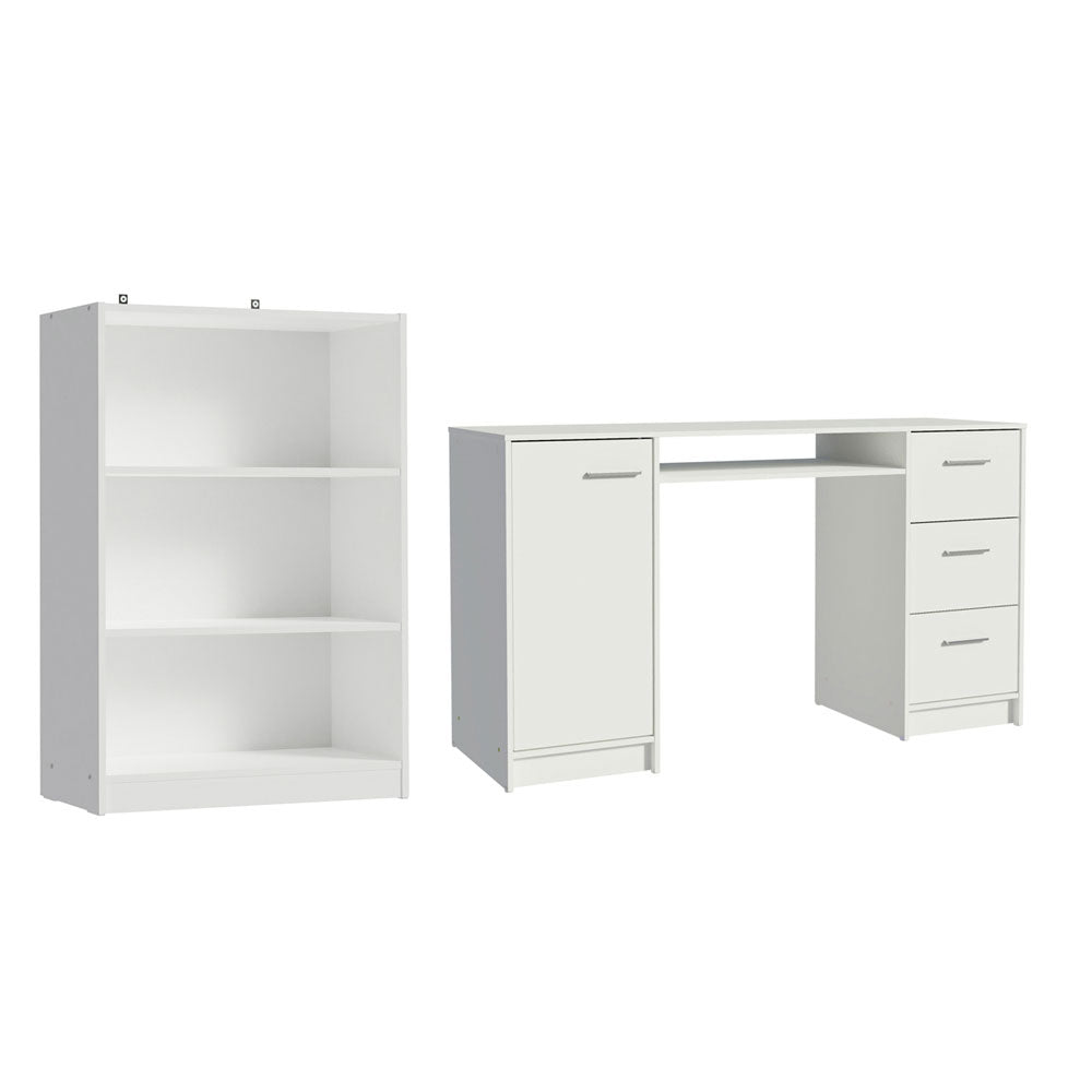 Escrivaninha Madesa Alaska + Estante Livreiro 6907 Branco