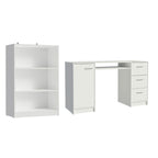 Escrivaninha Madesa Alaska + Estante Livreiro 6907 Branco