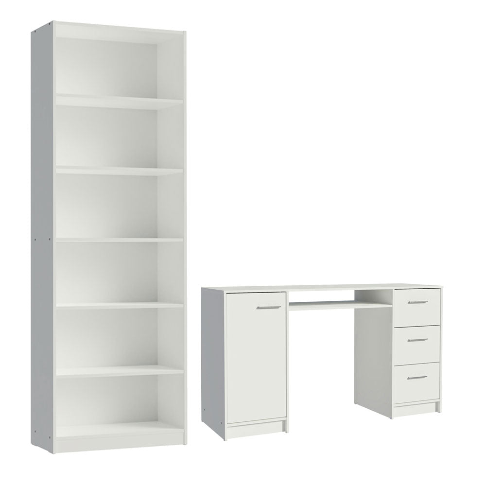 Escrivaninha Madesa Alaska + Estante Livreiro 6908 Branco