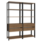 Estante Armário Multiuso para Livros 4 Gavetas 8 prateleiras 140cm Rustic/Preto Madesa