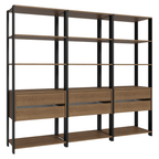 Estante Armário Multiuso para Livros 6 Gavetas 12 prateleiras 210cm Rustic/Preto Madesa