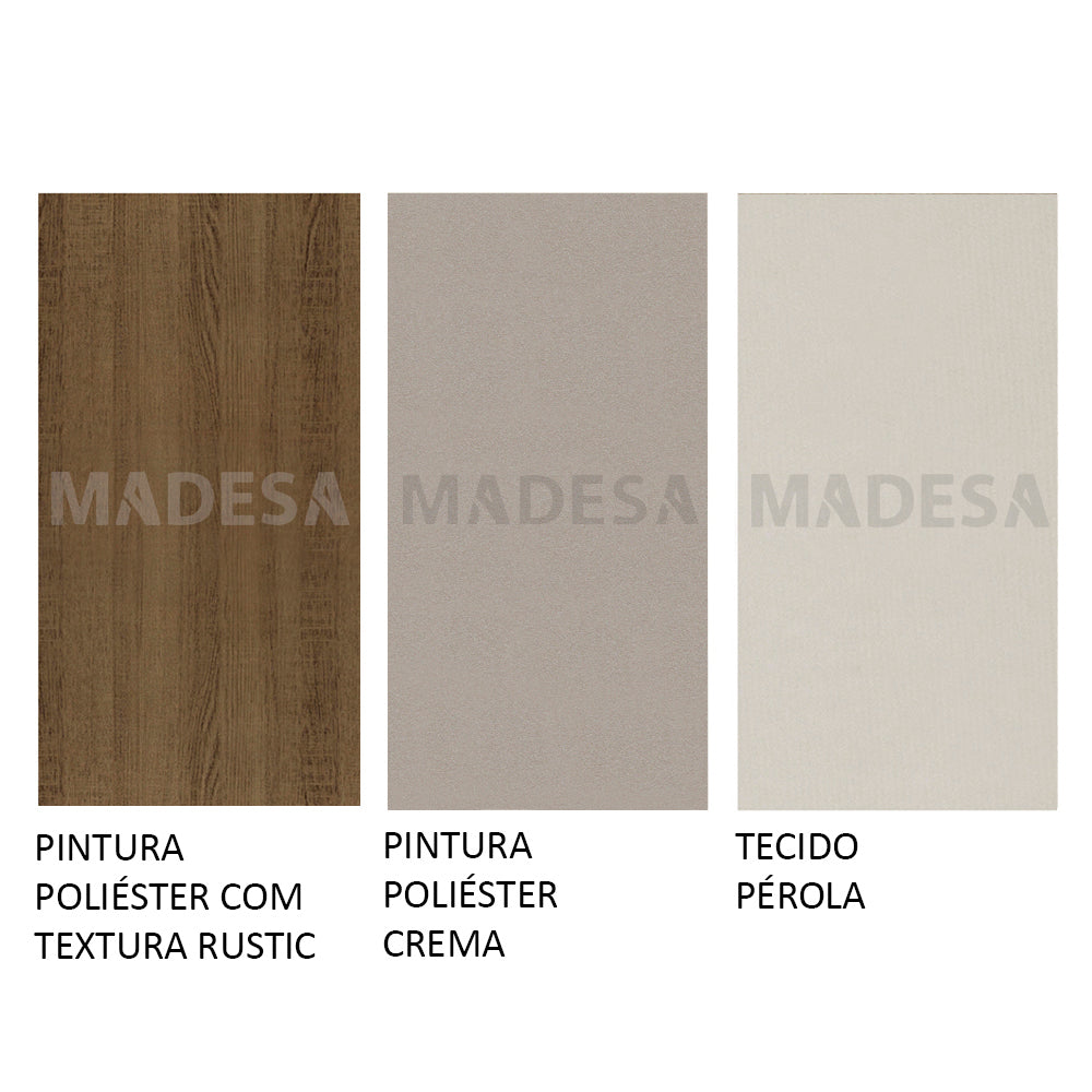 Conjunto Sala de Jantar Madesa Moni Mesa Tampo de Vidro com 2 Cadeiras Rustic/Crema/Sintético Bege