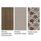 Conjunto Sala de Jantar Mesa Tampo de Madeira 4 Cadeiras Rustic/Crema/Hibiscos Alana Madesa