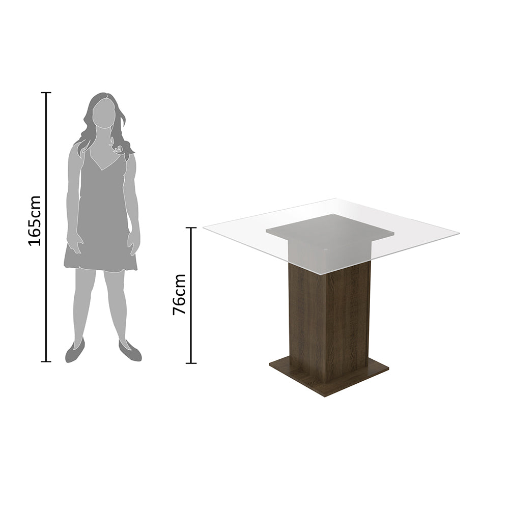 Conjunto Sala de Jantar Madesa Dallas Mesa Tampo de Vidro com 4 Cadeiras Rustic/Crema/Sintético Bege