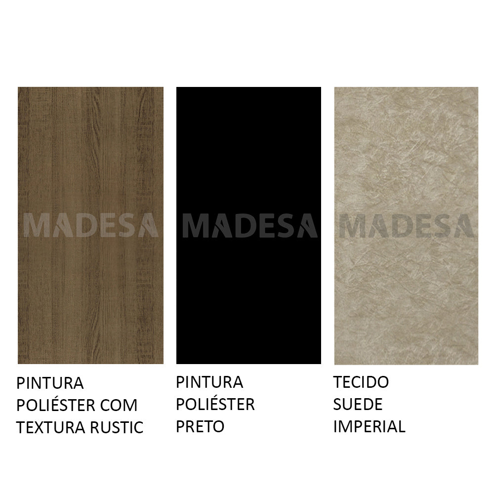 Conjunto Sala de Jantar Madesa Grazi Mesa Tampo de Vidro com 4 Cadeiras Rustic/Preto/Imperial