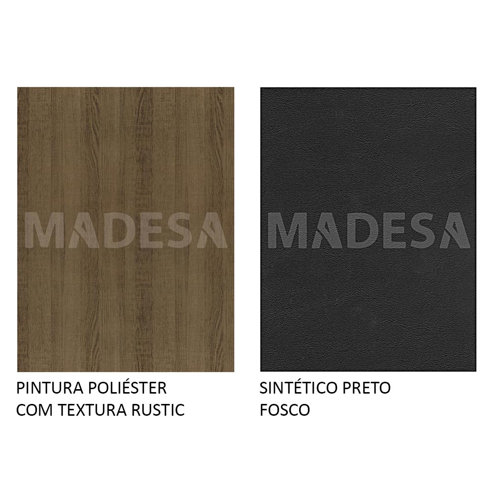 Conjunto Sala de Jantar Madesa Maya Mesa Tampo de Vidro com 4 Cadeiras Rustic/Sintético Preto