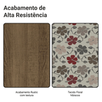 Conjunto Sala de Jantar Madesa Luana Mesa Tampo de Madeira com 4 Cadeiras Rustic/Floral Hibiscos