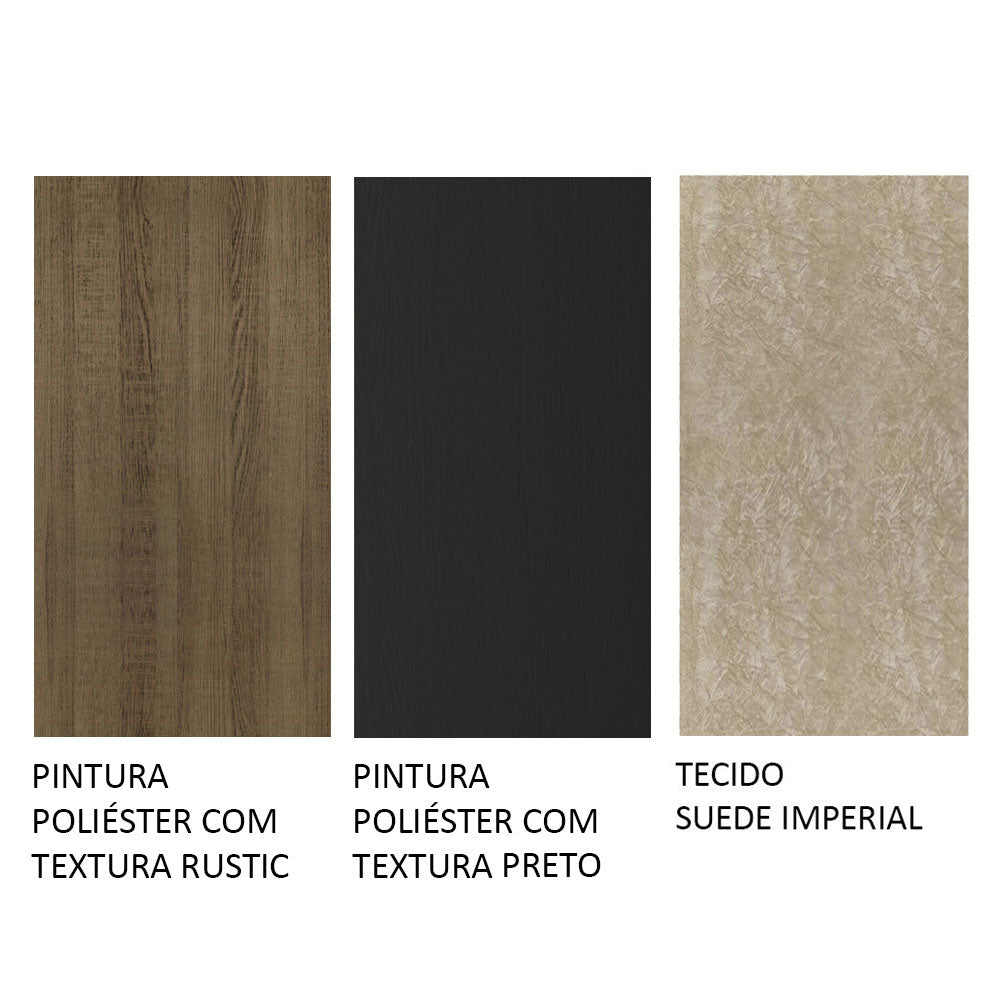 Conjunto Sala de Jantar Madesa Sabrina Mesa Tampo de Vidro com 4 Cadeiras Rustic/Preto/Imperial