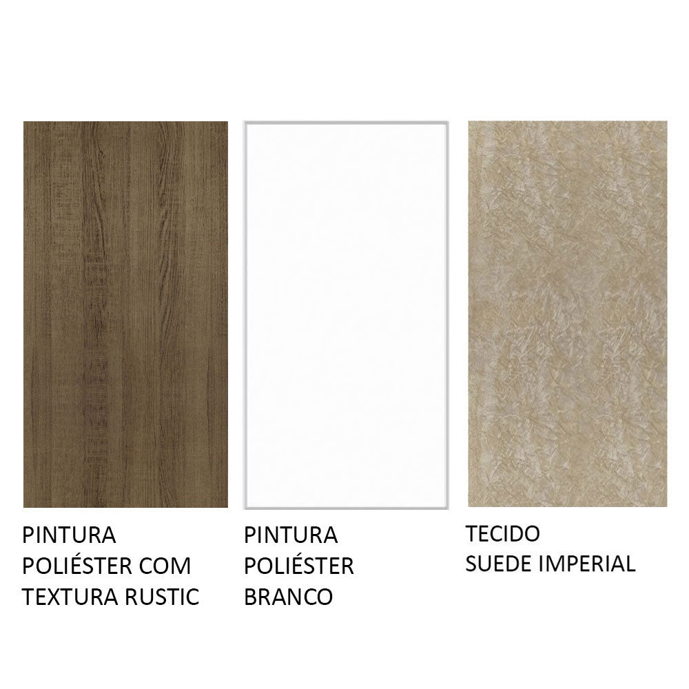 Conjunto Sala de Jantar Mesa Tampo de Vidro 4 Cadeiras Rustic/Branco/Imperial Avril Madesa