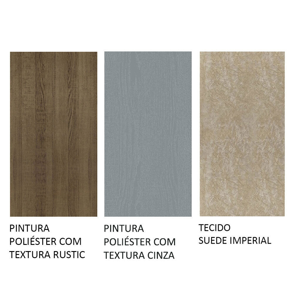 Conjunto Sala de Jantar Mesa Tampo de Vidro 4 Cadeiras Rustic/Cinza/Imperial Avril Madesa