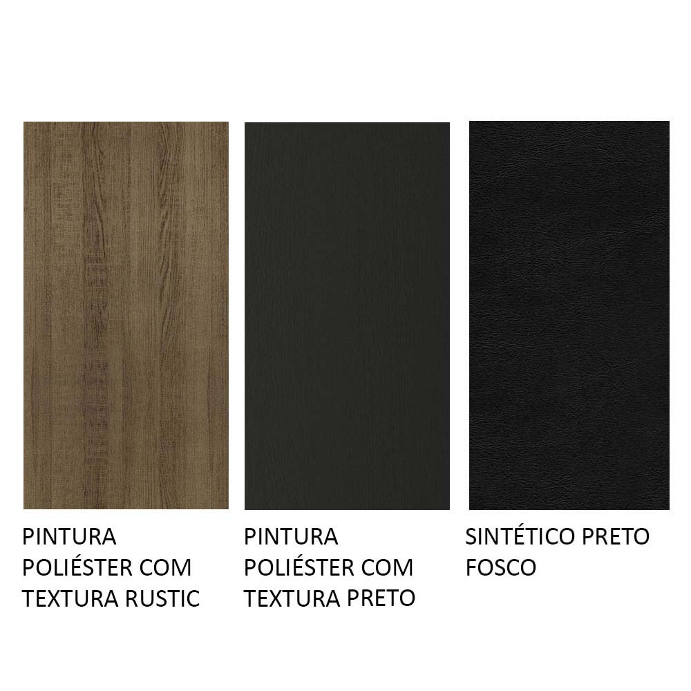 Conjunto Sala de Jantar Mesa Tampo de Vidro 4 Cadeiras Preto/Rustic Greta Madesa