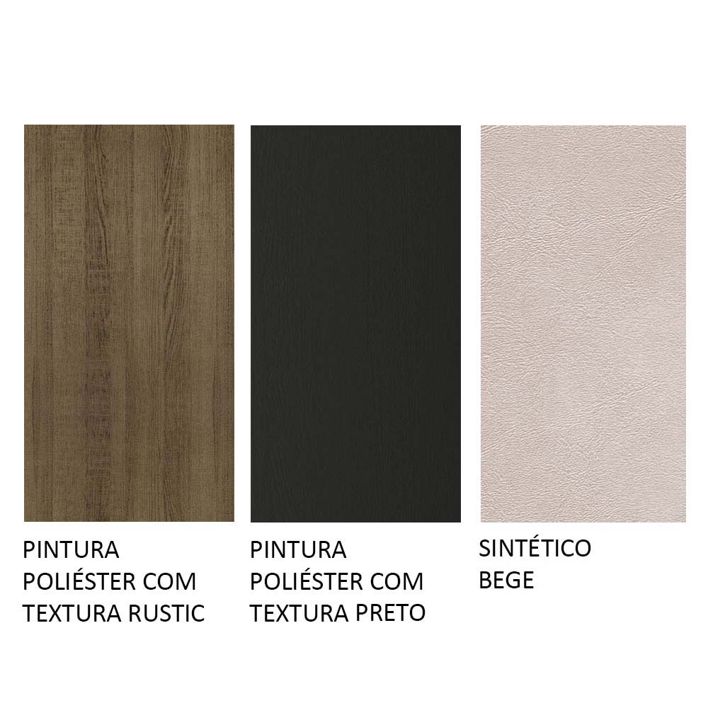 Conjunto Sala de Jantar Mesa Tampo de Madeira 4 Cadeiras Rustic/Preto/Sintético Bege Samara Madesa