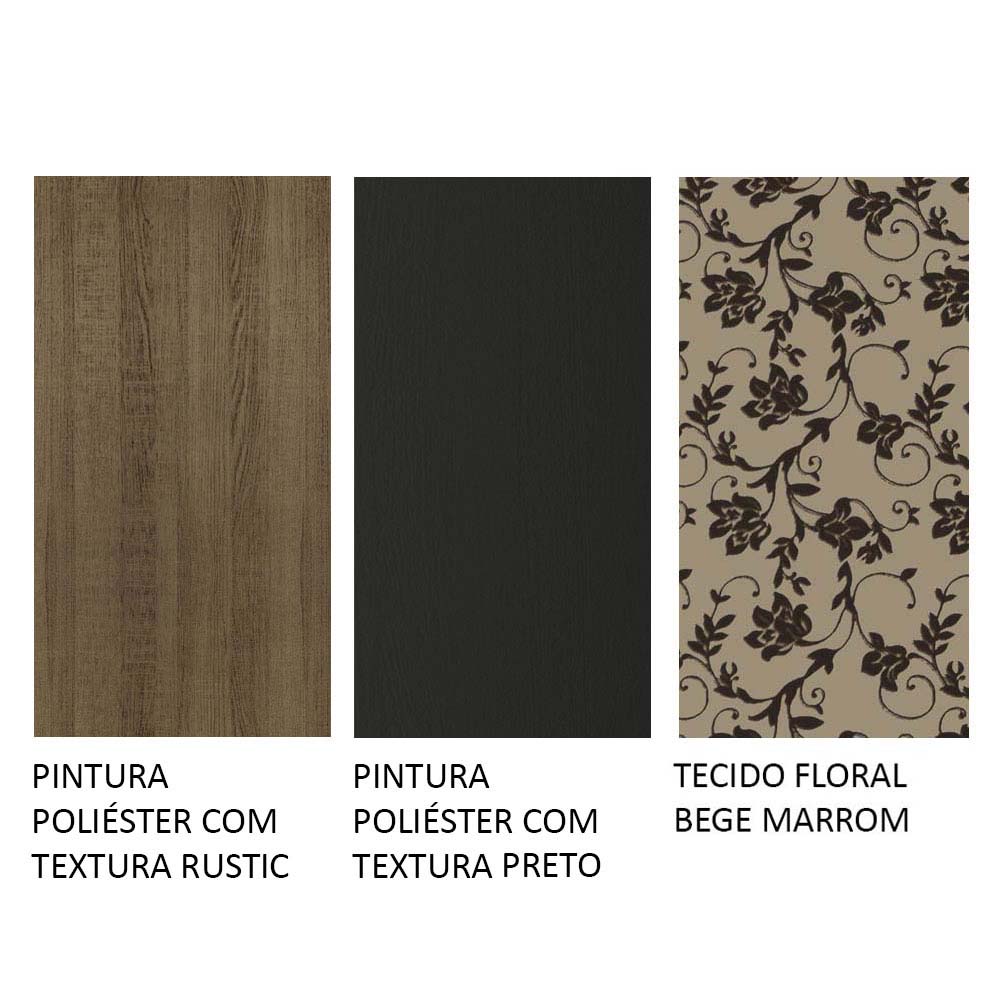 Conjunto Sala de Jantar Mesa Tampo de Madeira 4 Cadeiras Rustic/Preto/Bege Marrom Samara Madesa