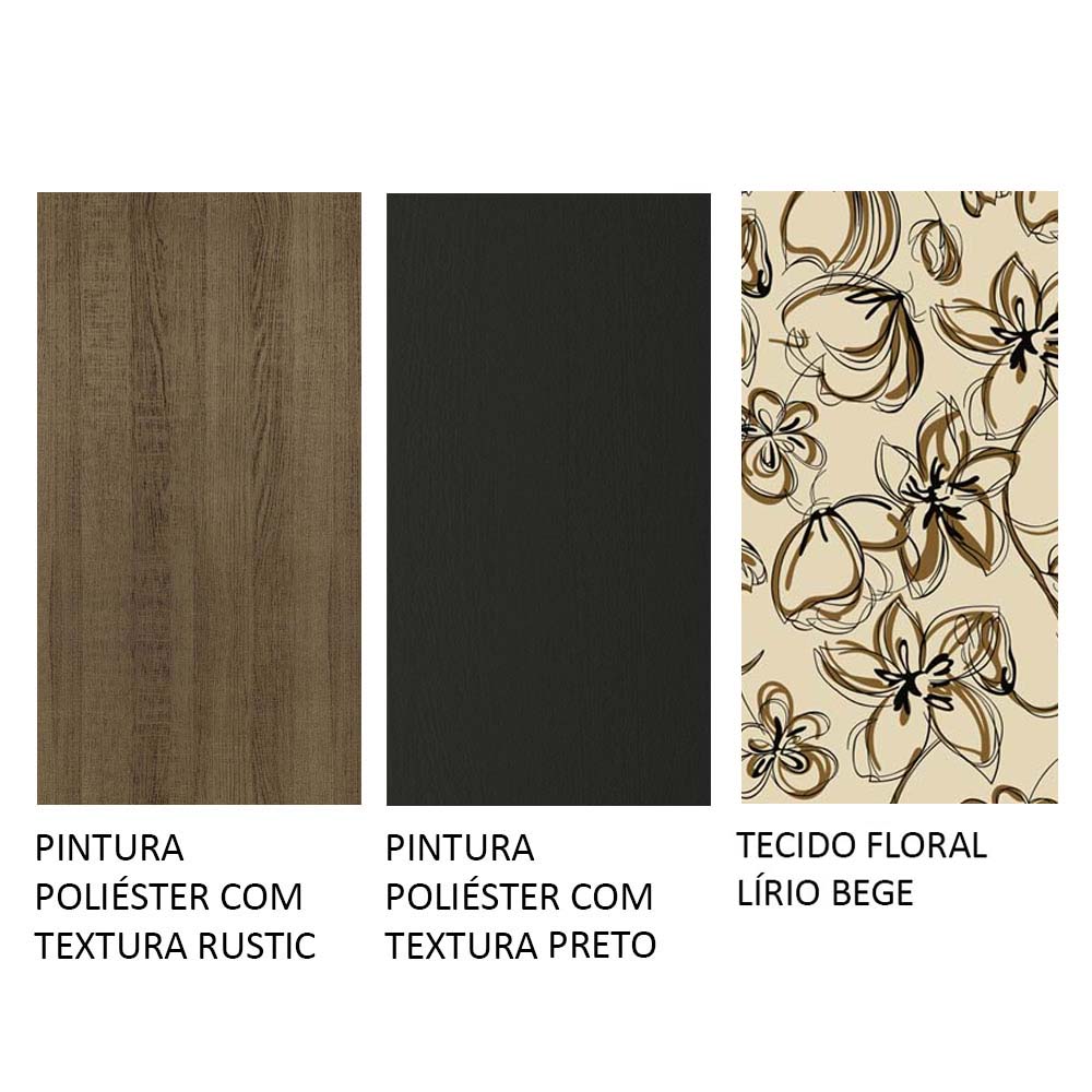 Conjunto Sala de Jantar Mesa Tampo de Madeira 4 Cadeiras Rustic/Preto/Lírio Bege Samara Madesa