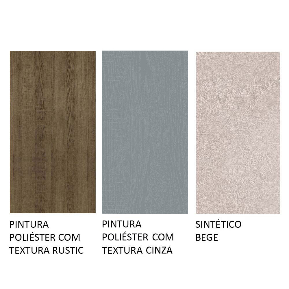 Conjunto Sala de Jantar Mesa Tampo de Madeira 4 Cadeiras Rustic/Cinza/Sintético Bege Samara Madesa