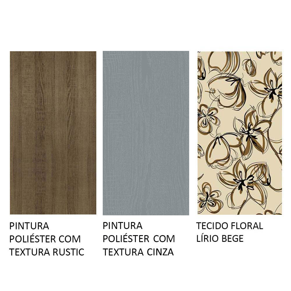 Conjunto Sala de Jantar Mesa Tampo de Madeira 4 Cadeiras Rustic/Cinza/Lírio Bege Samara Madesa