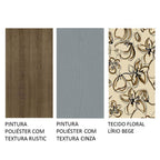 Conjunto Sala de Jantar Mesa Tampo de Madeira 4 Cadeiras Rustic/Cinza/Lírio Bege Samara Madesa