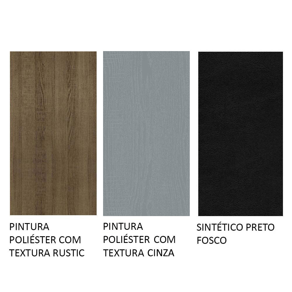 Conjunto Sala de Jantar Mesa Tampo de Madeira 4 Cadeiras Rustic/Cinza/Preto Samara Madesa