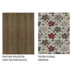 Conjunto Sala de Jantar Mesa Tampo de Vidro 4 Cadeiras Rustic/Floral Hibiscos Espanha Madesa