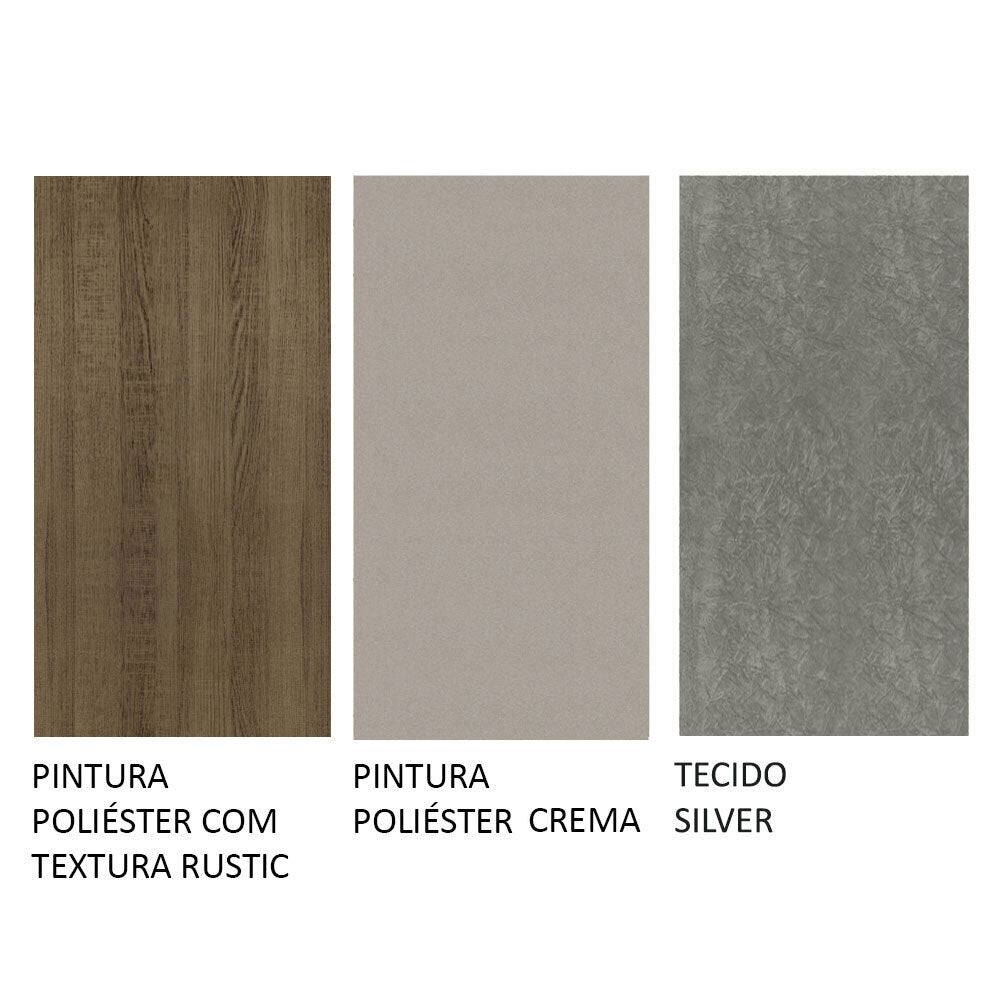 Conjunto Sala de Jantar Mesa Tampo de Madeira 4 Cadeiras Rustic/Crema/Silver Gisele Madesa