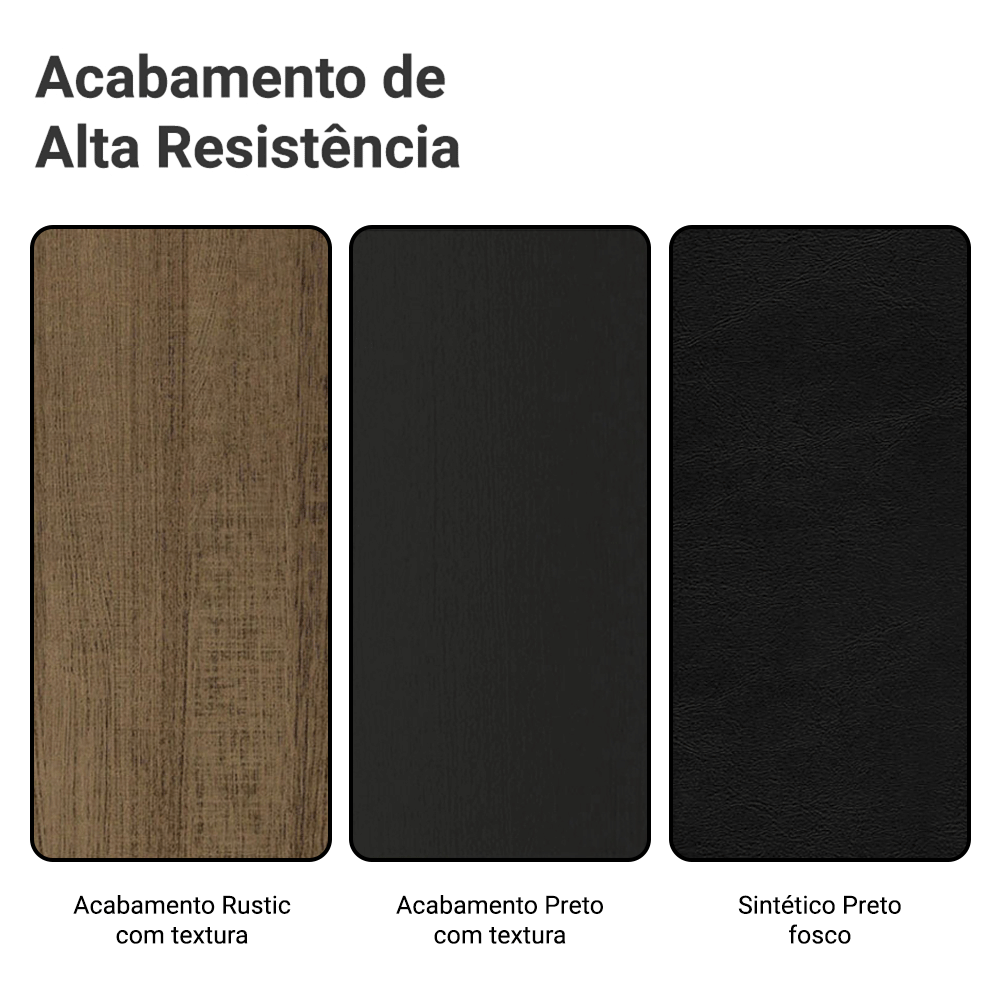 Conjunto Sala de Jantar Mesa Tampo de Vidro 4 Cadeiras Preto/Rustic Martina Madesa