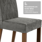 Conjunto Sala de Jantar Tampo de Madeira 4 Cadeiras Rustic/Silver Romã Madesa