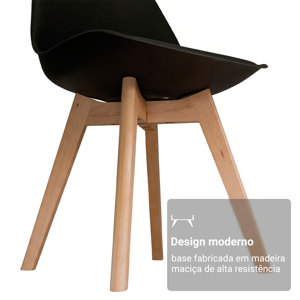 Conjunto Sala de Jantar Toscana Mesa Tampo de Vidro 4 Cadeiras Rustic/Preto Madesa