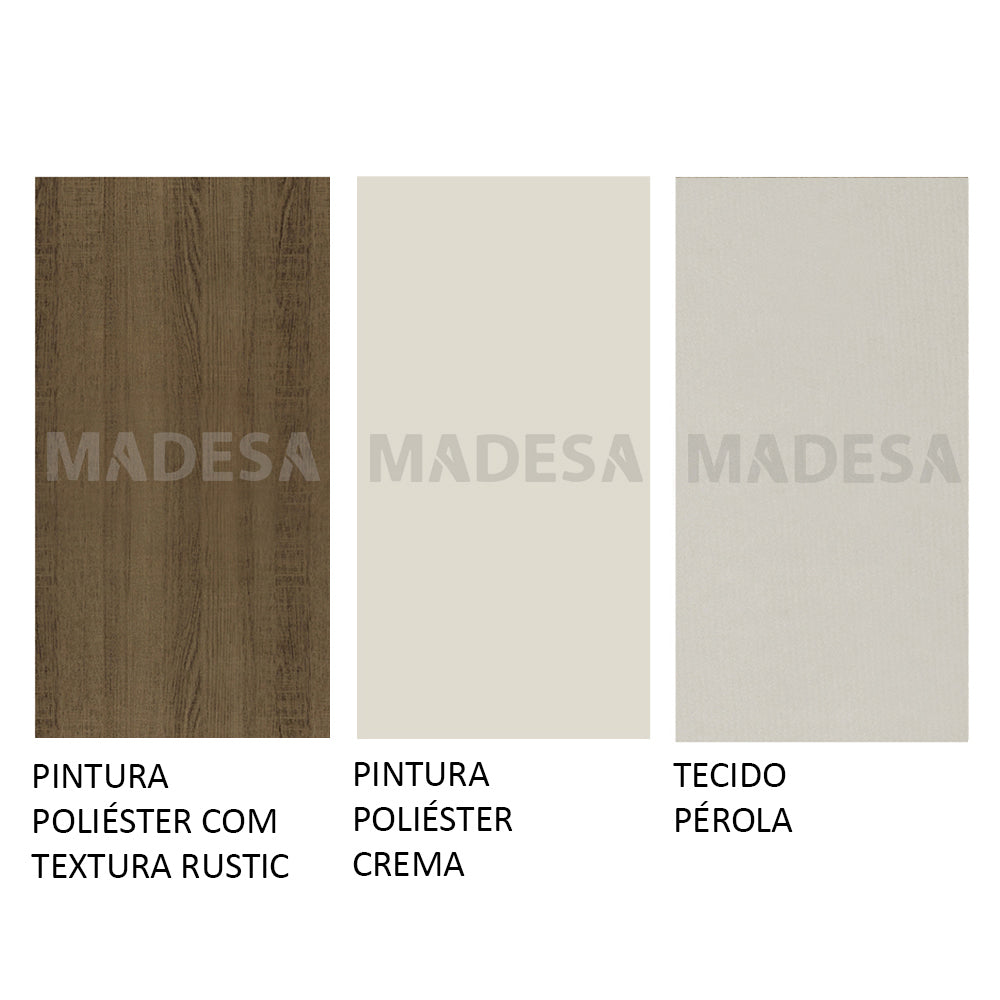 Conjunto Sala de Jantar Madesa Ohana Mesa Tampo de Madeira com 6 Cadeiras Rustic/Crema/Sintético Bege