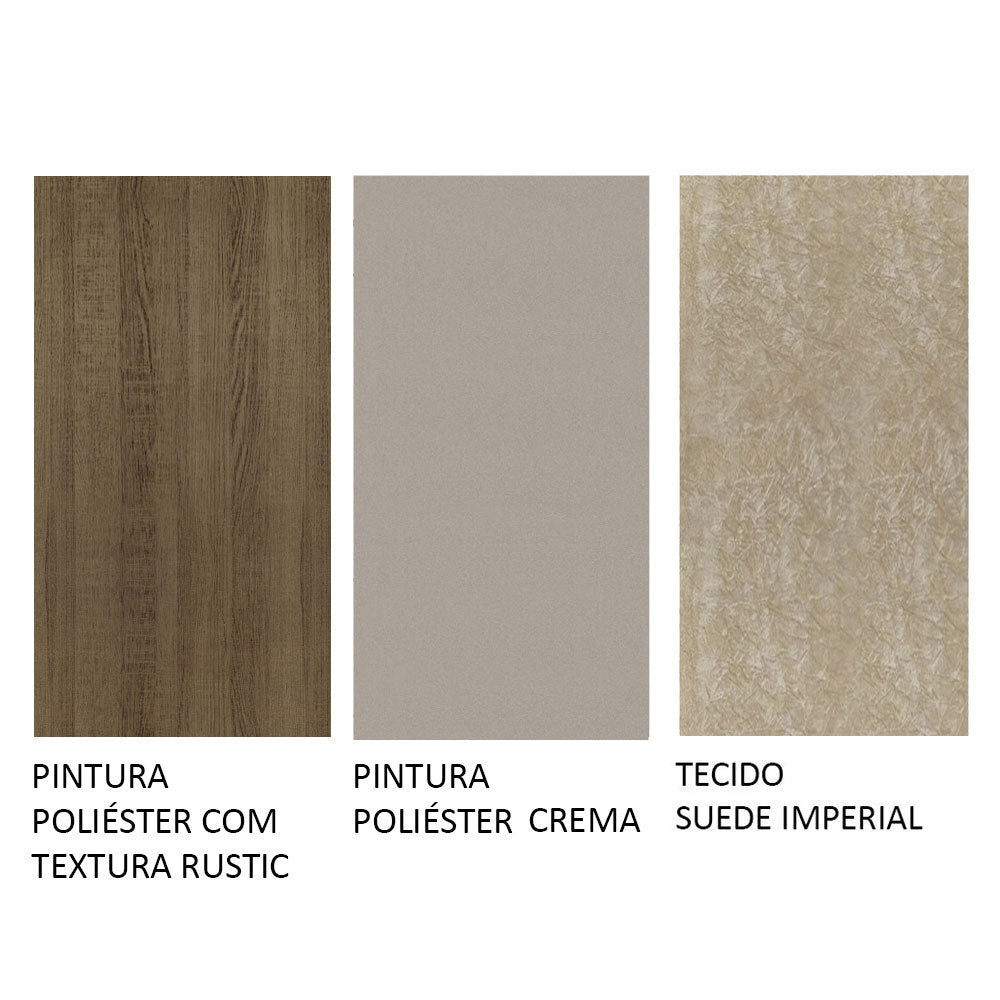 Conjunto Sala de Jantar Mesa Tampo de Vidro 6 Cadeiras Rustic/Crema/Imperial Stéfani Madesa