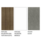 Conjunto Sala de Jantar Mesa Tampo de Madeira 6 Cadeiras Rustic/Branco/Silver Hanna Madesa