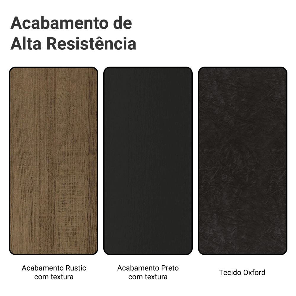 Conjunto Sala de Jantar Mesa Tampo de Madeira 6 Cadeiras Rustic/Preto/Oxford Renata Madesa