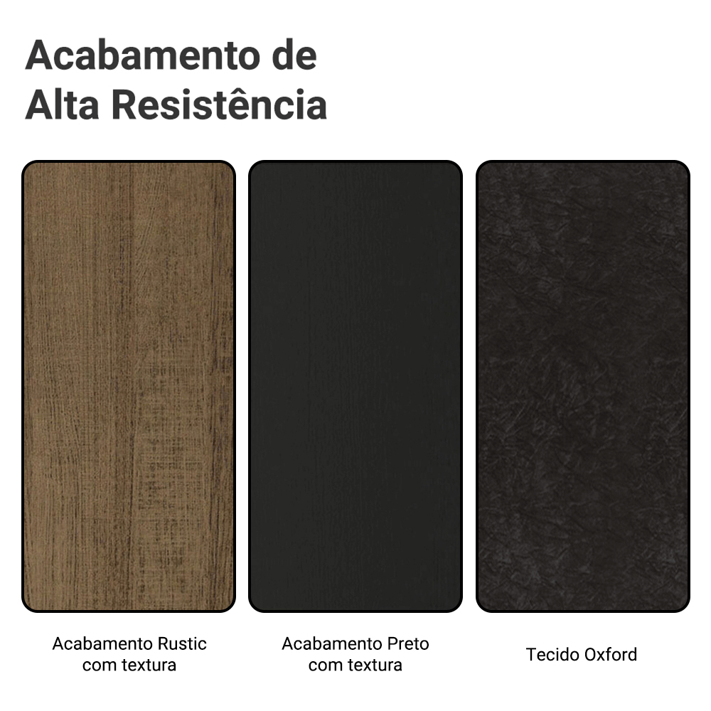 Conjunto Sala de Jantar Mesa Tampo de Madeira 6 Cadeiras Rustic/Preto/Oxford Allegro Madesa