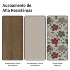 Conjunto Sala de Jantar Lucena Mesa Tampo de Madeira 6 Cadeiras Rustic/Crema/Floral Hibiscos Madesa