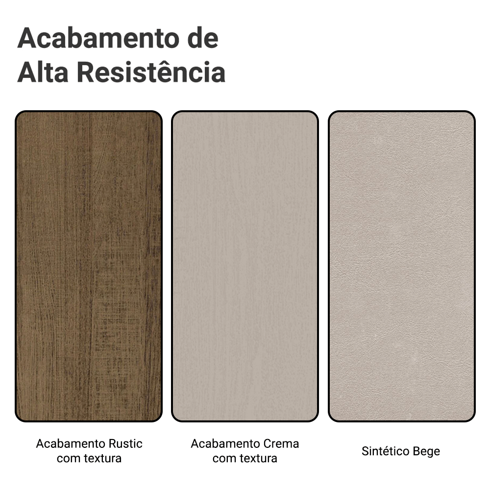 Conjunto Sala de Jantar Latte Mesa Tampo de Madeira 6 Cadeiras Rustic/Crema/Sintético Bege Madesa