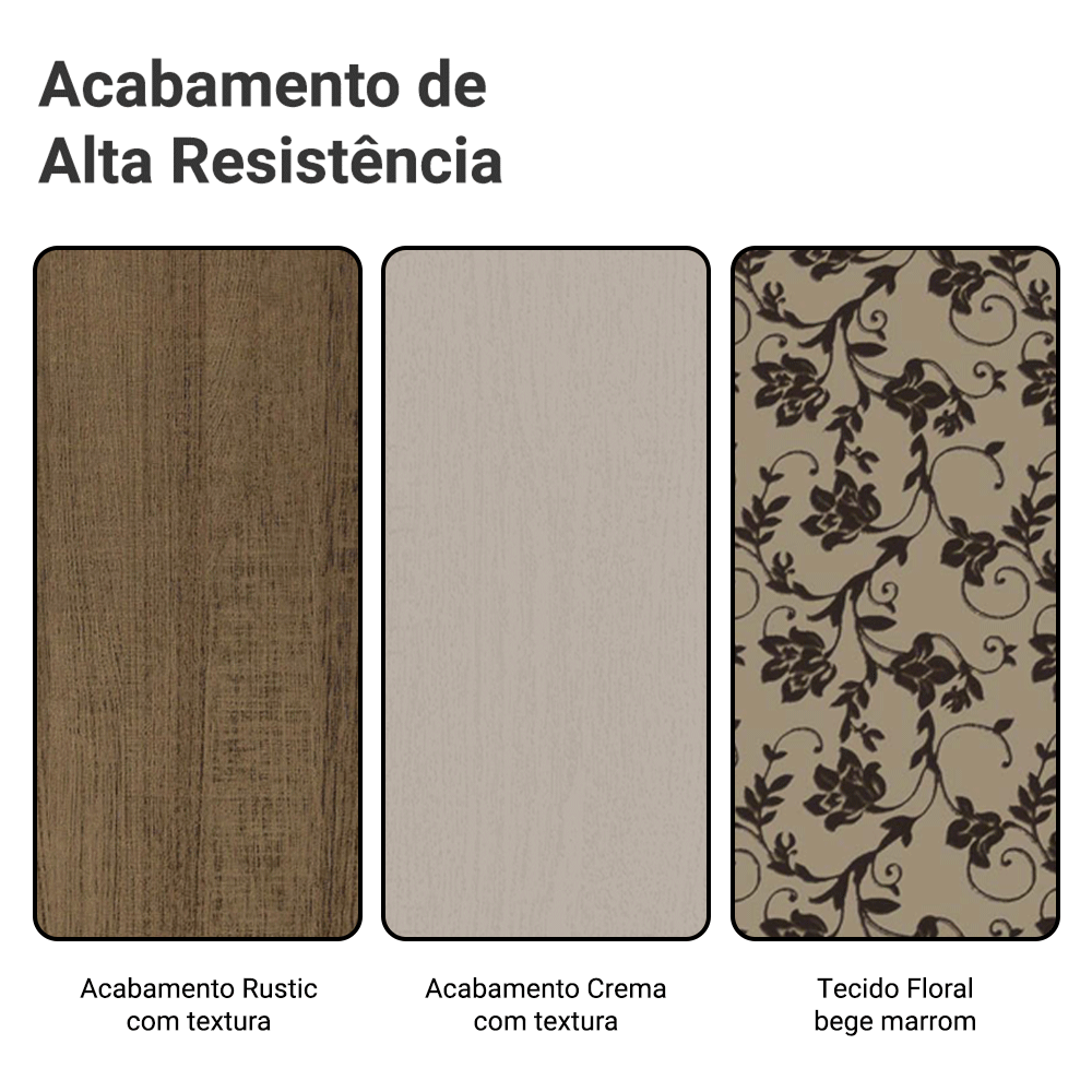 Conjunto Sala de Jantar Dolce Mesa Tampo de Madeira 6 Cadeiras Rustic/Crema/Bege Marrom Madesa
