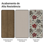 Conjunto Sala de Jantar Dolce Mesa Tampo de Madeira 6 Cadeiras Rustic/Crema/Floral Hibiscos Madesa