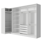 Guarda-Roupa Modulado Neo + Guarda-Roupa Royale 3 Portas de Correr com Espelhos Branco Madesa
