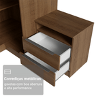 Quarto Completo Casal de Canto 580 cm com Mesa de Cabeceira Rustic/Crema Neo Madesa