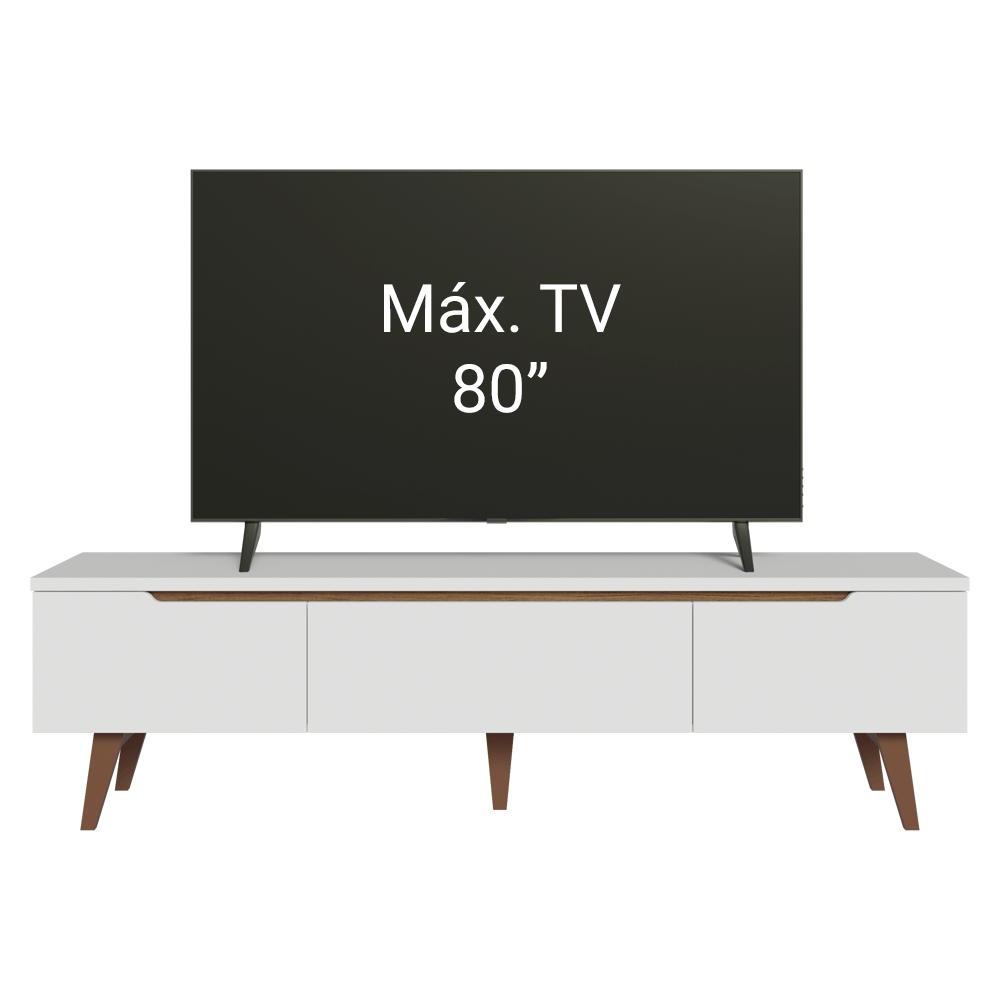 Rack para TV até 80 Polegadas 180cm 2 Portas 1 Gaveta Branco/Rustic Toronto Madesa