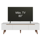 Rack para TV até 80 Polegadas 180cm 2 Portas 1 Gaveta Branco/Rustic Toronto Madesa